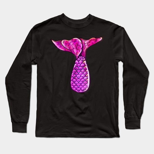 Mermaid tail - pink, shiny and magical Long Sleeve T-Shirt by Artonmytee